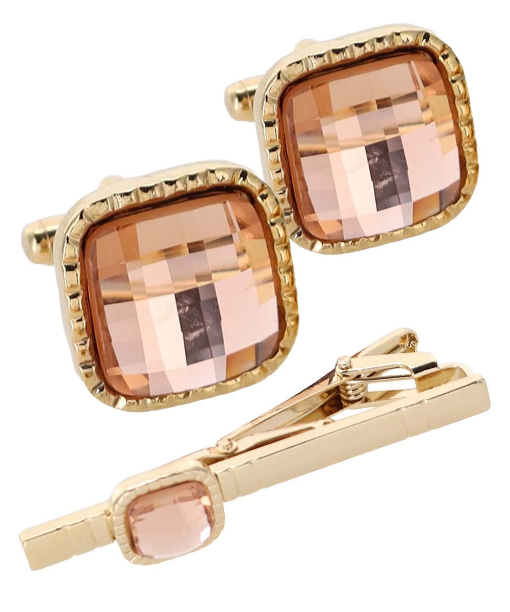 Colorstone Cufflinks & Tie Bar Set in a Box by Vittorio Vico (cs - 062 - g) for Independent Retail Stores by Dubal Brothers