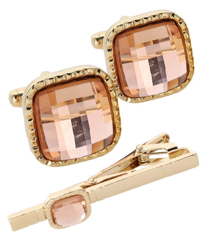 Colorstone Cufflinks & Tie Bar Set in a Box by Vittorio Vico (cs - 062 - g) for Independent Retail Stores by Dubal Brothers