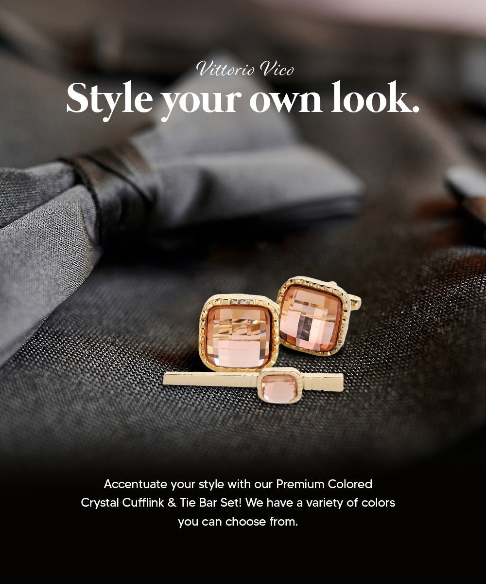 Colorstone Cufflinks & Tie Bar Set in a Box by Vittorio Vico (cs - 062 - g) for Independent Retail Stores by Dubal Brothers