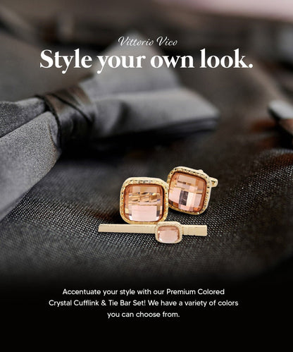 Colorstone Cufflinks & Tie Bar Set in a Box by Vittorio Vico (cs - 062 - g) for Independent Retail Stores by Dubal Brothers