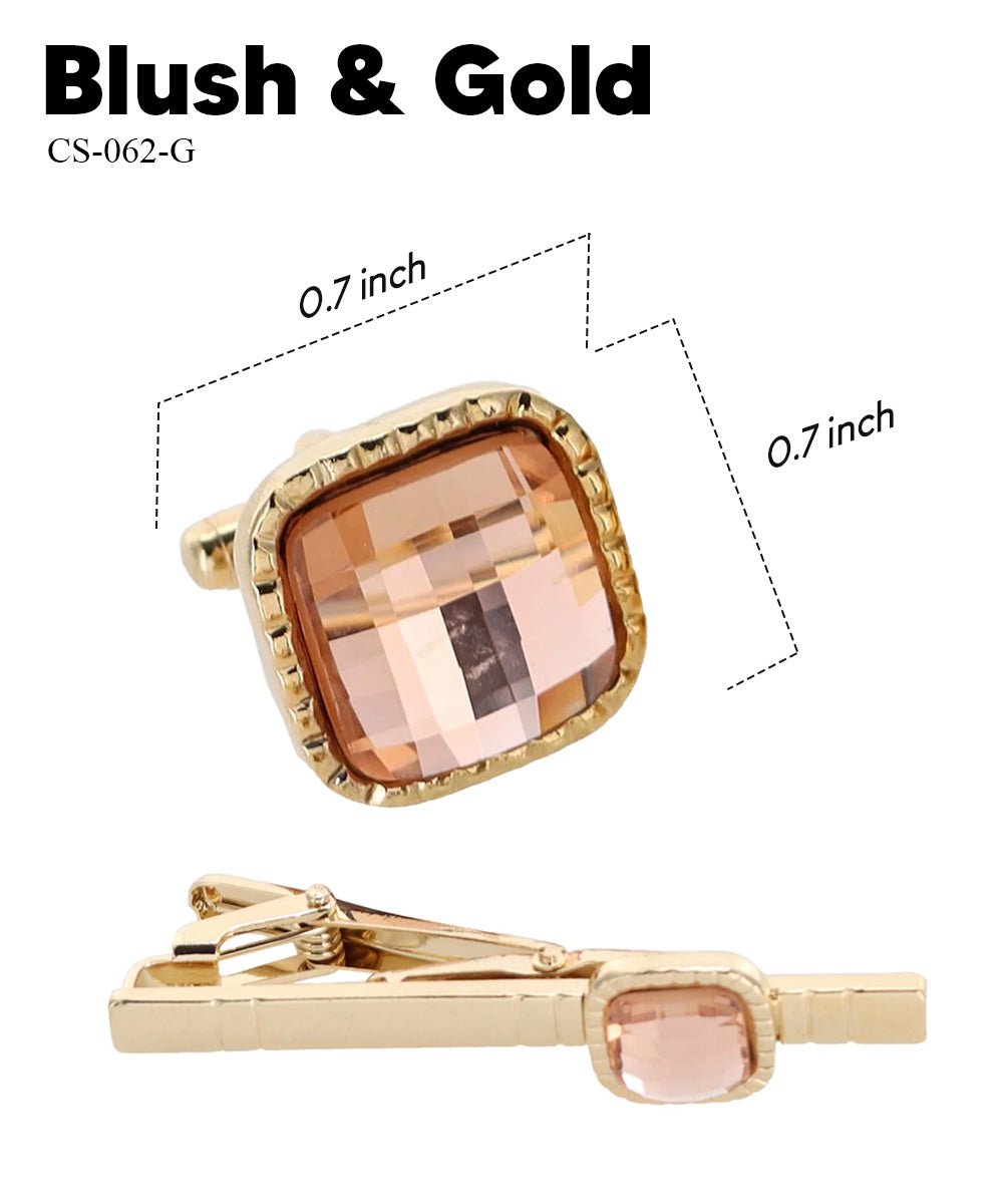 Colorstone Cufflinks & Tie Bar Set in a Box by Vittorio Vico (cs - 062 - g) for Independent Retail Stores by Dubal Brothers