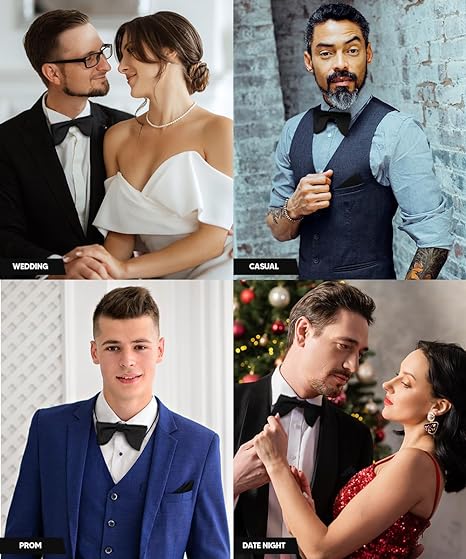 Edwardian Solid Bow Tie & Pocket Square in a Box by Vittorio Farina (td - 001) for Independent Retail Stores by Dubal Brothers