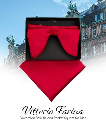 Edwardian Solid Bow Tie & Pocket Square in a Box by Vittorio Farina (td - 003) for Independent Retail Stores by Dubal Brothers