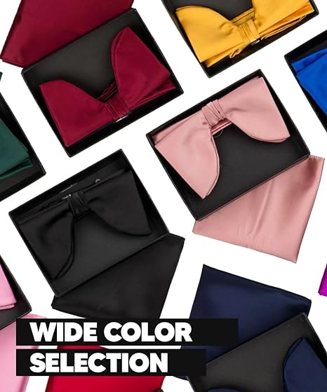 Edwardian Solid Bow Tie & Pocket Square in a Box by Vittorio Farina (td - 003) for Independent Retail Stores by Dubal Brothers