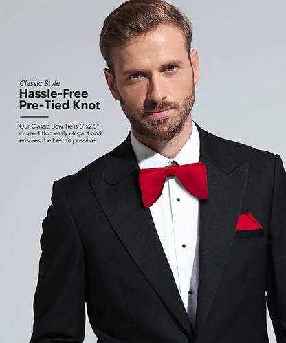 Edwardian Solid Bow Tie & Pocket Square in a Box by Vittorio Farina (td - 003) for Independent Retail Stores by Dubal Brothers