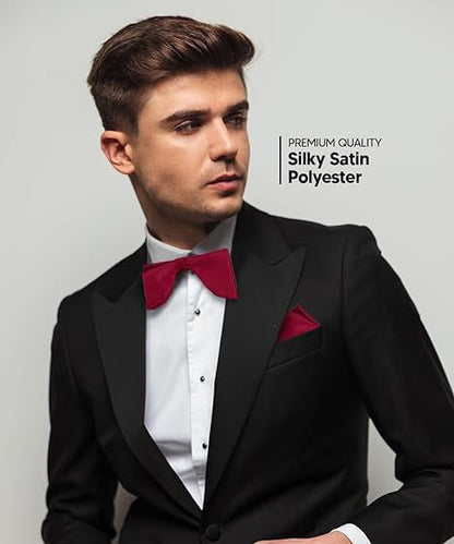 Edwardian Solid Bow Tie & Pocket Square in a Box by Vittorio Farina (td - 004) for Independent Retail Stores by Dubal Brothers