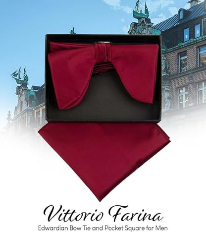 Edwardian Solid Bow Tie & Pocket Square in a Box by Vittorio Farina (td - 004) for Independent Retail Stores by Dubal Brothers