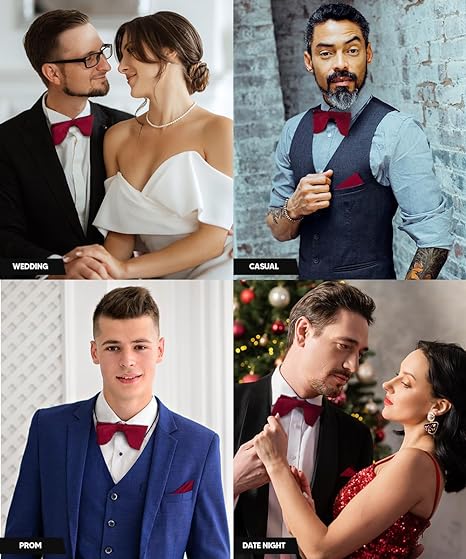 Edwardian Solid Bow Tie & Pocket Square in a Box by Vittorio Farina (td - 004) for Independent Retail Stores by Dubal Brothers