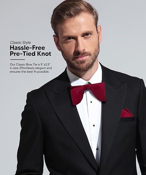 Edwardian Solid Bow Tie & Pocket Square in a Box by Vittorio Farina (td - 004) for Independent Retail Stores by Dubal Brothers