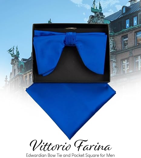 Edwardian Solid Bow Tie & Pocket Square in a Box by Vittorio Farina (td - 006) for Independent Retail Stores by Dubal Brothers