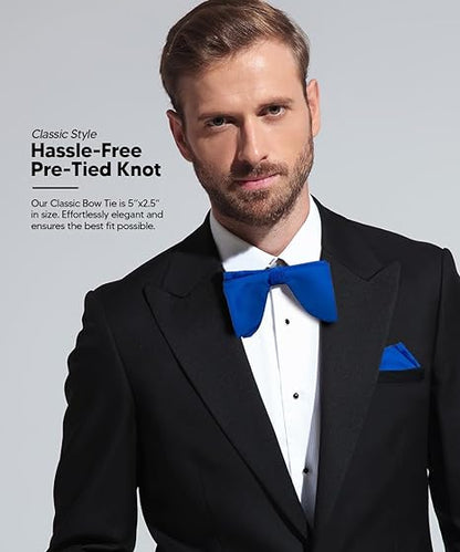 Edwardian Solid Bow Tie & Pocket Square in a Box by Vittorio Farina (td - 006) for Independent Retail Stores by Dubal Brothers