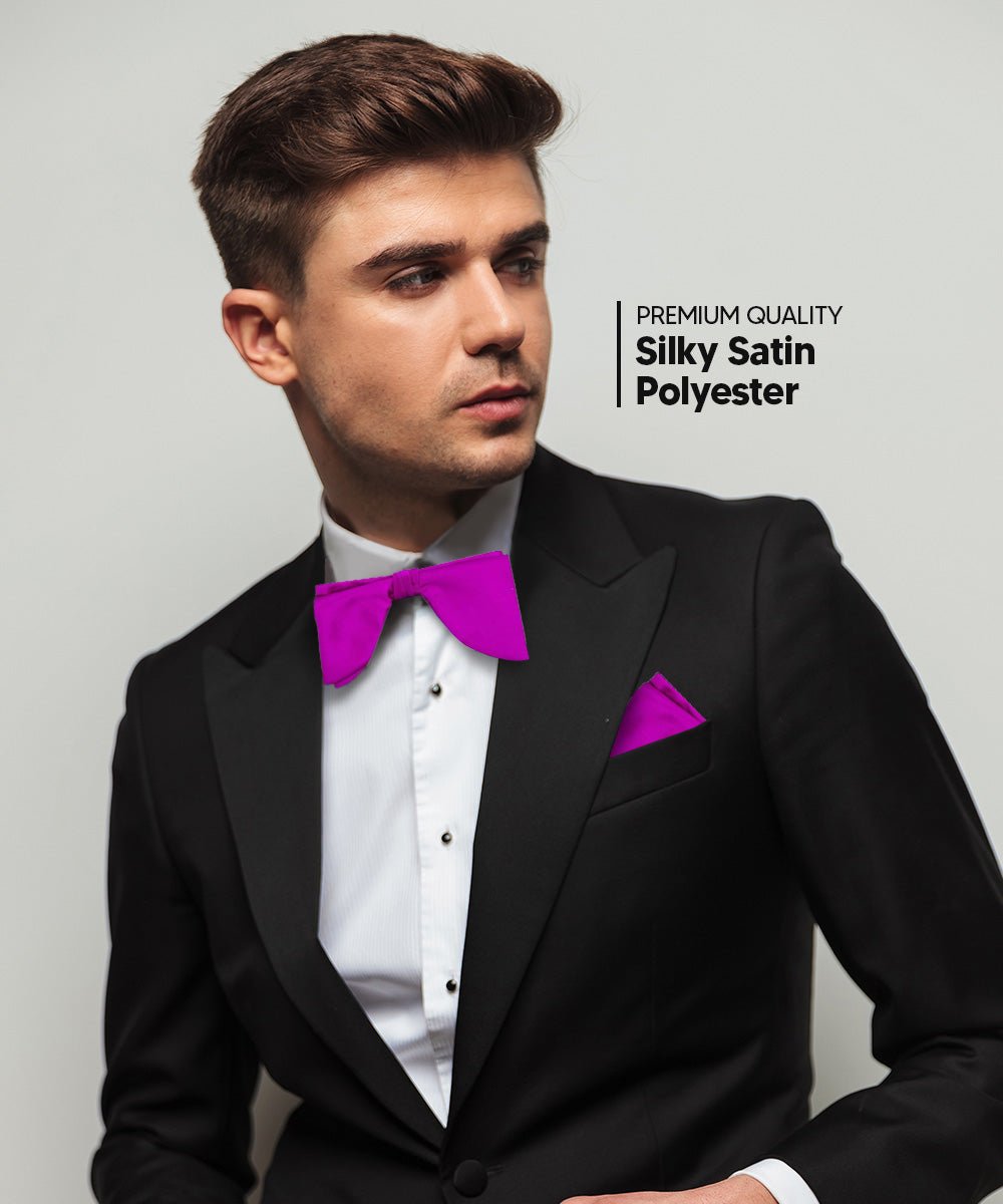 Edwardian Solid Bow Tie & Pocket Square in a Box by Vittorio Farina (td - 007) for Independent Retail Stores by Dubal Brothers