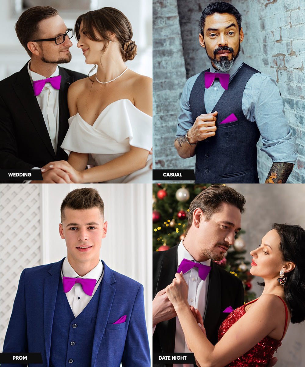 Edwardian Solid Bow Tie & Pocket Square in a Box by Vittorio Farina (td - 007) for Independent Retail Stores by Dubal Brothers