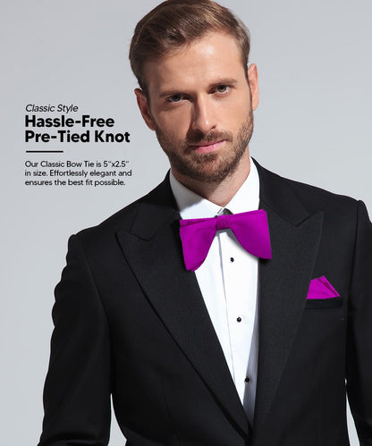 Edwardian Solid Bow Tie & Pocket Square in a Box by Vittorio Farina (td - 007) for Independent Retail Stores by Dubal Brothers