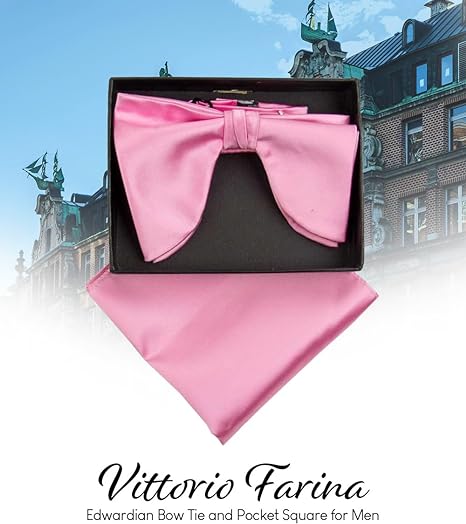 Edwardian Solid Bow Tie & Pocket Square in a Box by Vittorio Farina (td - 008) for Independent Retail Stores by Dubal Brothers