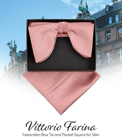 Edwardian Solid Bow Tie & Pocket Square in a Box by Vittorio Farina (td - 009) for Independent Retail Stores by Dubal Brothers