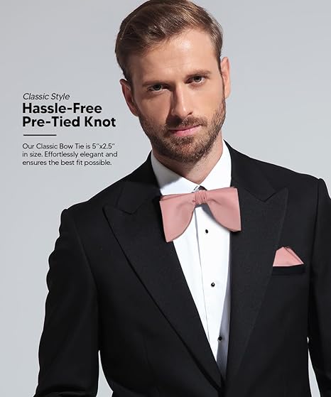 Edwardian Solid Bow Tie & Pocket Square in a Box by Vittorio Farina (td - 009) for Independent Retail Stores by Dubal Brothers