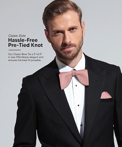 Edwardian Solid Bow Tie & Pocket Square in a Box by Vittorio Farina (td - 009) for Independent Retail Stores by Dubal Brothers