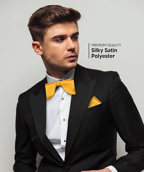 Edwardian Solid Bow Tie & Pocket Square in a Box by Vittorio Farina (td - 010) for Independent Retail Stores by Dubal Brothers