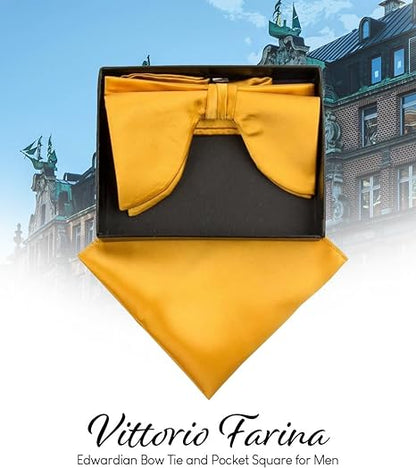 Edwardian Solid Bow Tie & Pocket Square in a Box by Vittorio Farina (td - 010) for Independent Retail Stores by Dubal Brothers