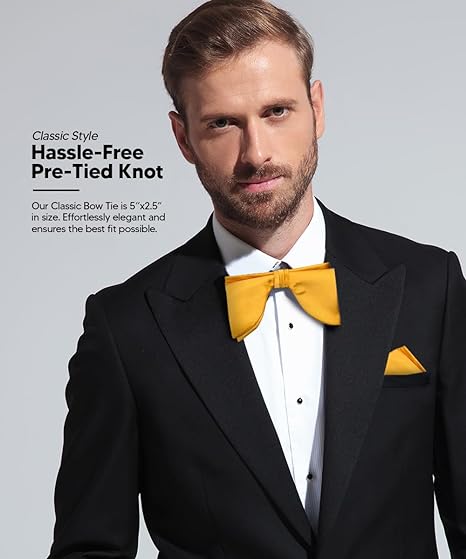 Edwardian Solid Bow Tie & Pocket Square in a Box by Vittorio Farina (td - 010) for Independent Retail Stores by Dubal Brothers