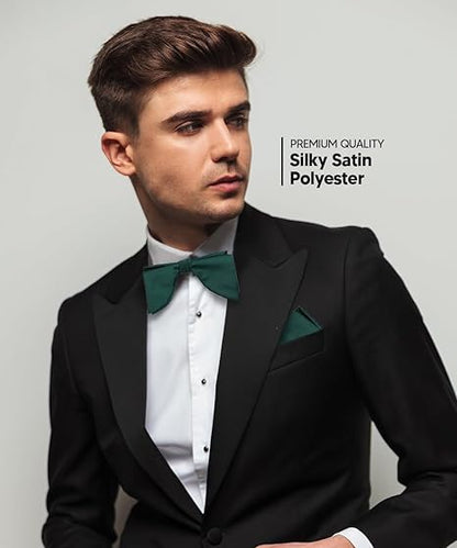 Edwardian Solid Bow Tie & Pocket Square in a Box by Vittorio Farina (td - 011) for Independent Retail Stores by Dubal Brothers