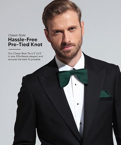 Edwardian Solid Bow Tie & Pocket Square in a Box by Vittorio Farina (td - 011) for Independent Retail Stores by Dubal Brothers