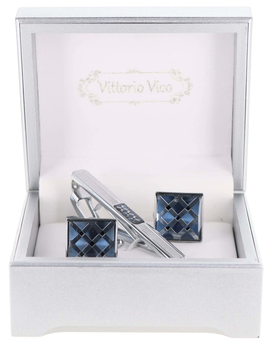 Enamel Cufflinks & Tie Bar Set in a Box by Vittorio Vico (ce - 001) for Independent Retail Stores by Dubal Brothers