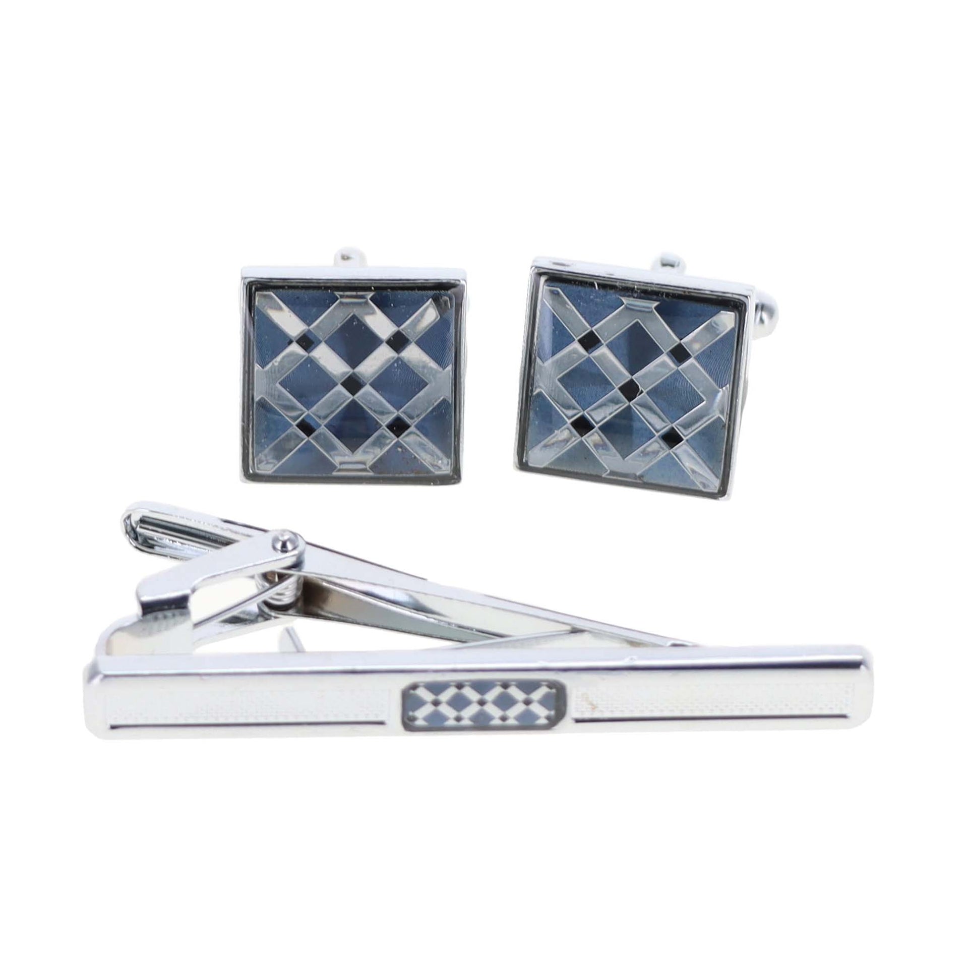 Enamel Cufflinks & Tie Bar Set in a Box by Vittorio Vico (ce - 004) for Independent Retail Stores by Dubal Brothers