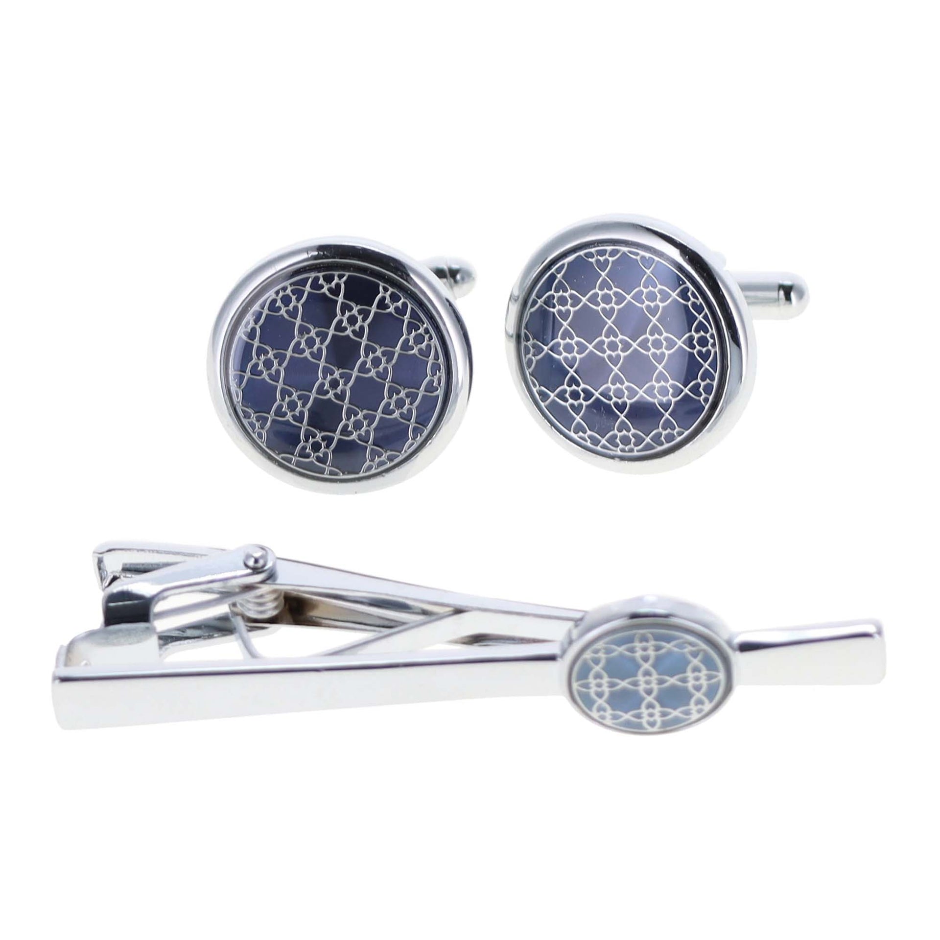 Enamel Cufflinks & Tie Bar Set in a Box by Vittorio Vico (ce - 012) for Independent Retail Stores by Dubal Brothers