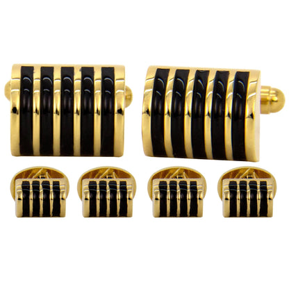Fancy Cufflinks & Stud Set with Gold Setting in a Box by Vittorio Vico (fs - 20 - gold) for Independent Retail Stores by Dubal Brothers