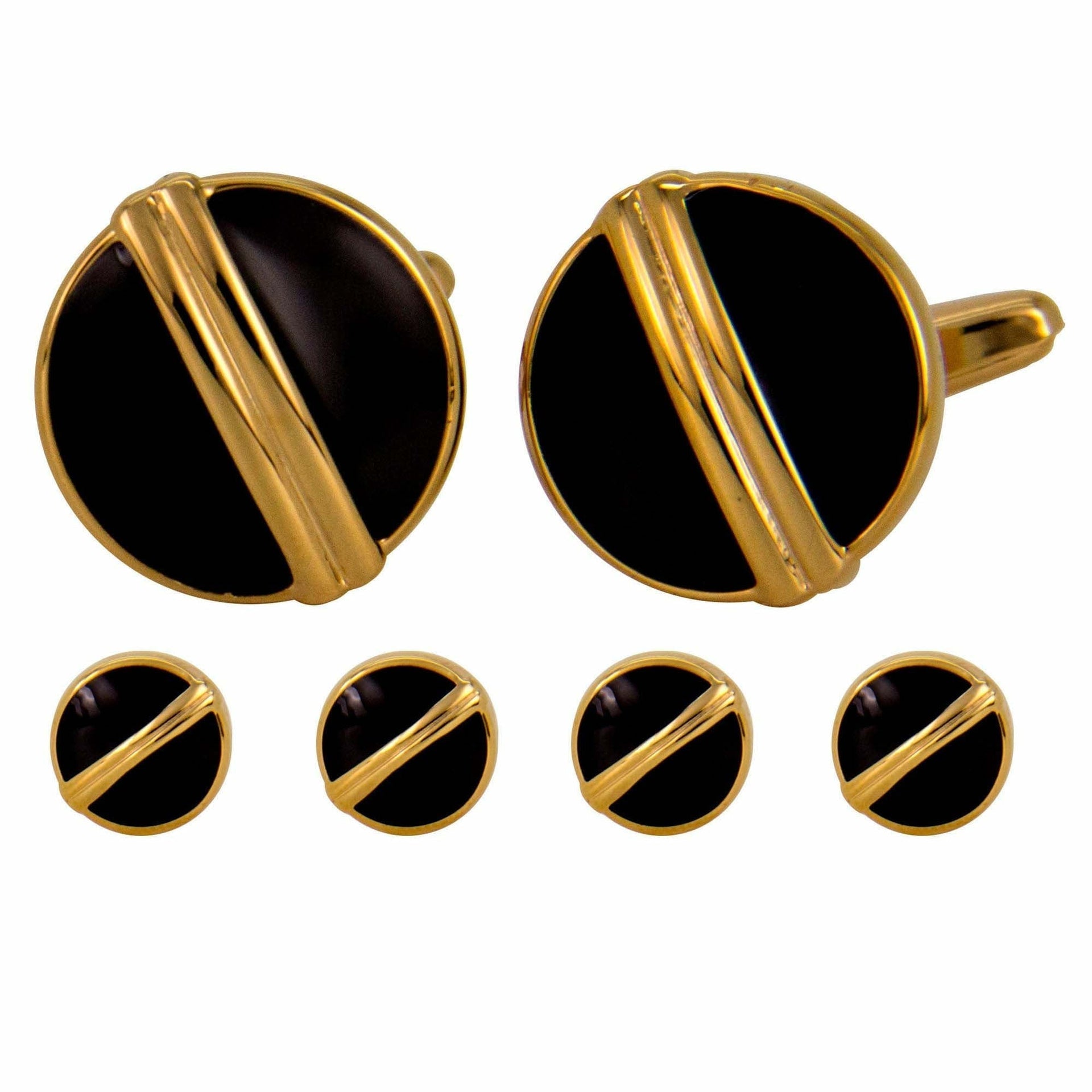 Fancy Cufflinks & Stud Set with Gold Setting in a Box by Vittorio Vico (fs - 90 - gold) for Independent Retail Stores by Dubal Brothers