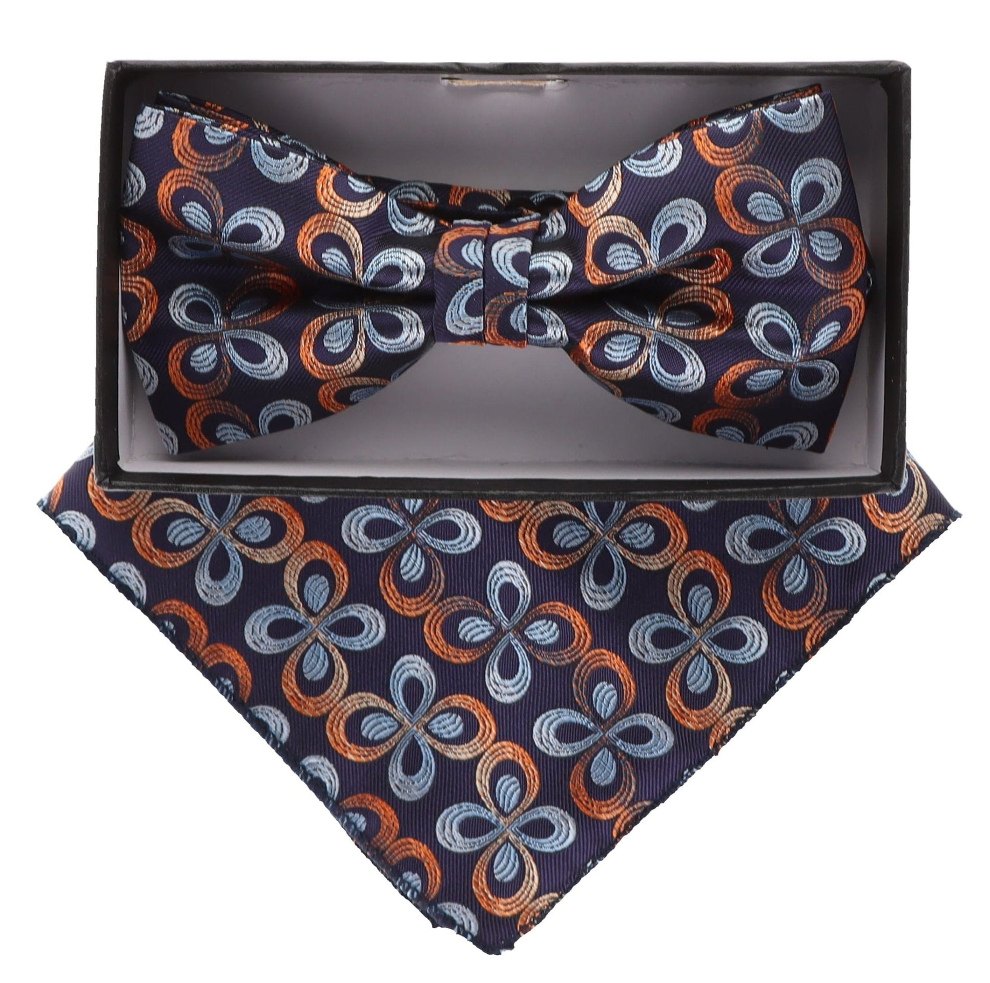 Floral Design Bow Tie & Pocket Square in a Box by Vittorio Farina (BH - D - 21007) for Independent Retail Stores by Dubal Brothers
