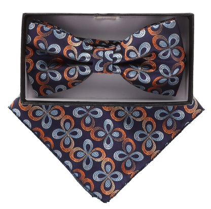 Floral Design Bow Tie & Pocket Square in a Box by Vittorio Farina (BH - D - 21007) for Independent Retail Stores by Dubal Brothers