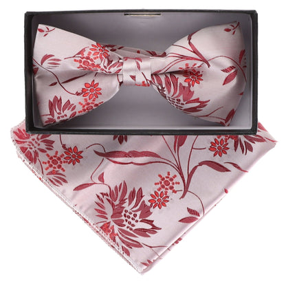 Floral Design Bow Tie & Pocket Square in a Box by Vittorio Farina (BH - D - 21009) for Independent Retail Stores by Dubal Brothers