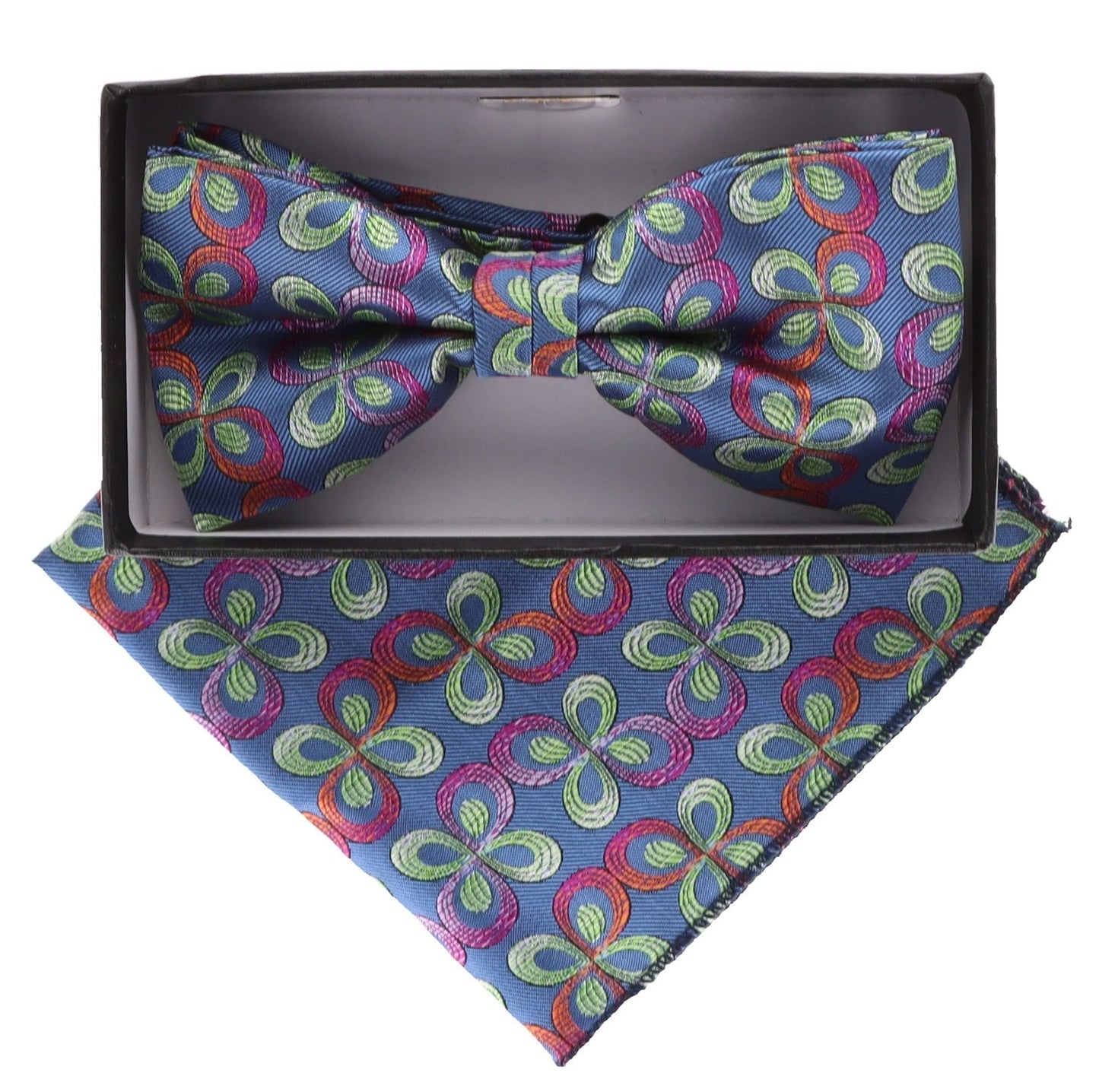 Floral Design Bow Tie & Pocket Square in a Box by Vittorio Farina (BH - D - 21009) for Independent Retail Stores by Dubal Brothers