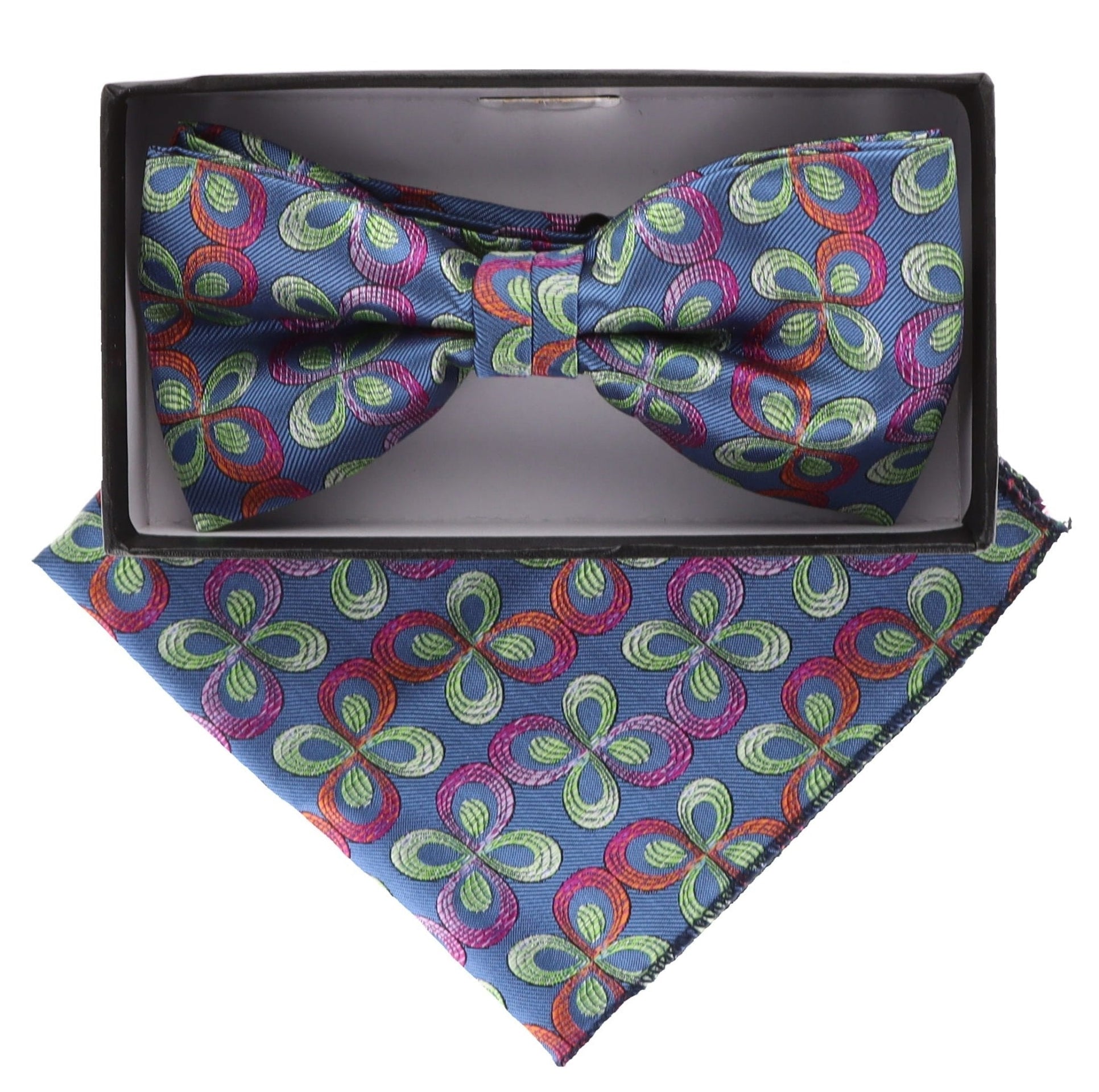 Floral Design Bow Tie & Pocket Square in a Box by Vittorio Farina (BH - D - 21009) for Independent Retail Stores by Dubal Brothers