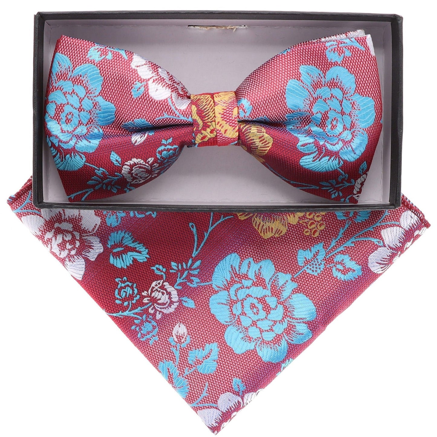 Floral Design Bow Tie & Pocket Square in a Box by Vittorio Farina (BH - D - 21063) for Independent Retail Stores by Dubal Brothers