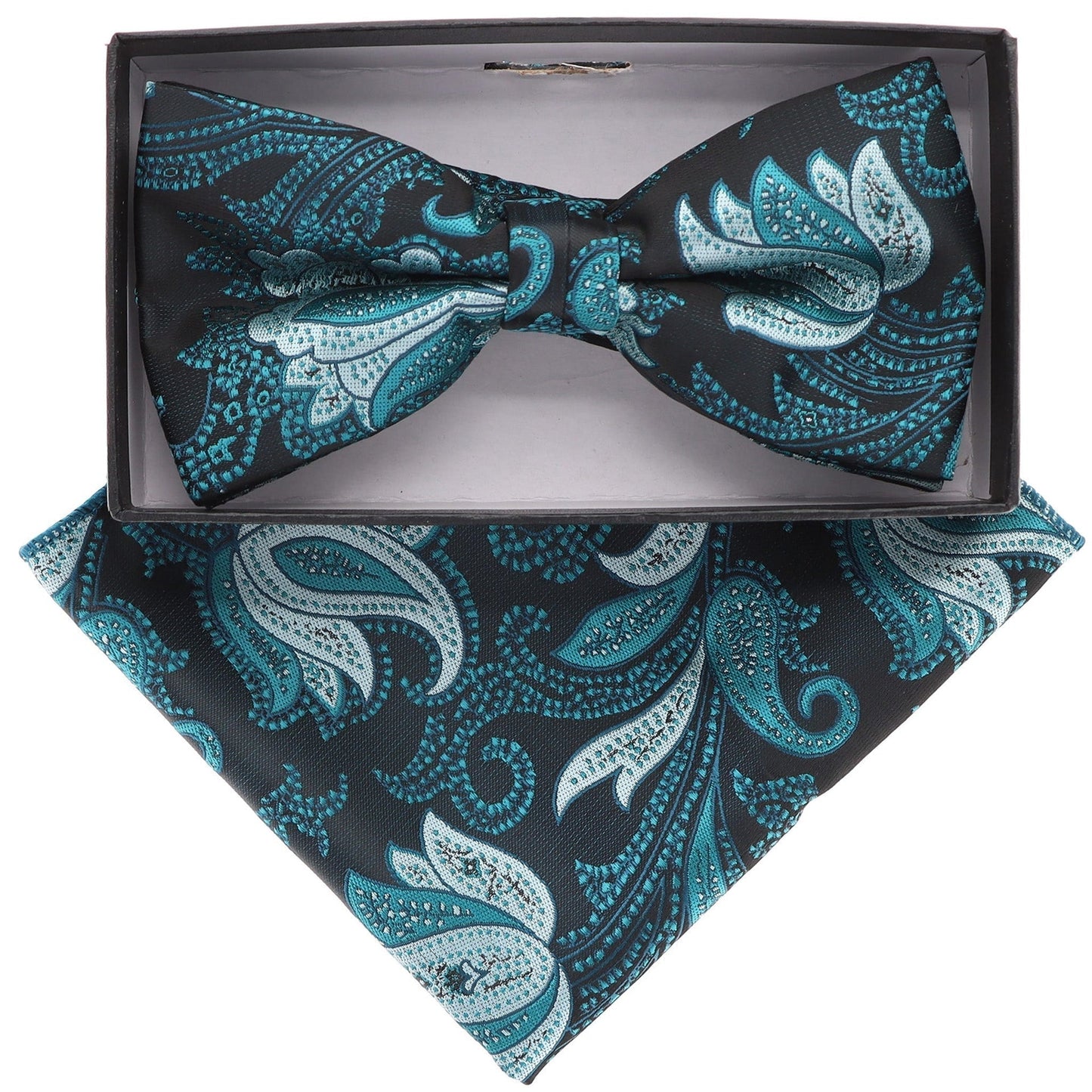 Floral Design Bow Tie & Pocket Square in a Box by Vittorio Farina (BH - D - 21080) for Independent Retail Stores by Dubal Brothers