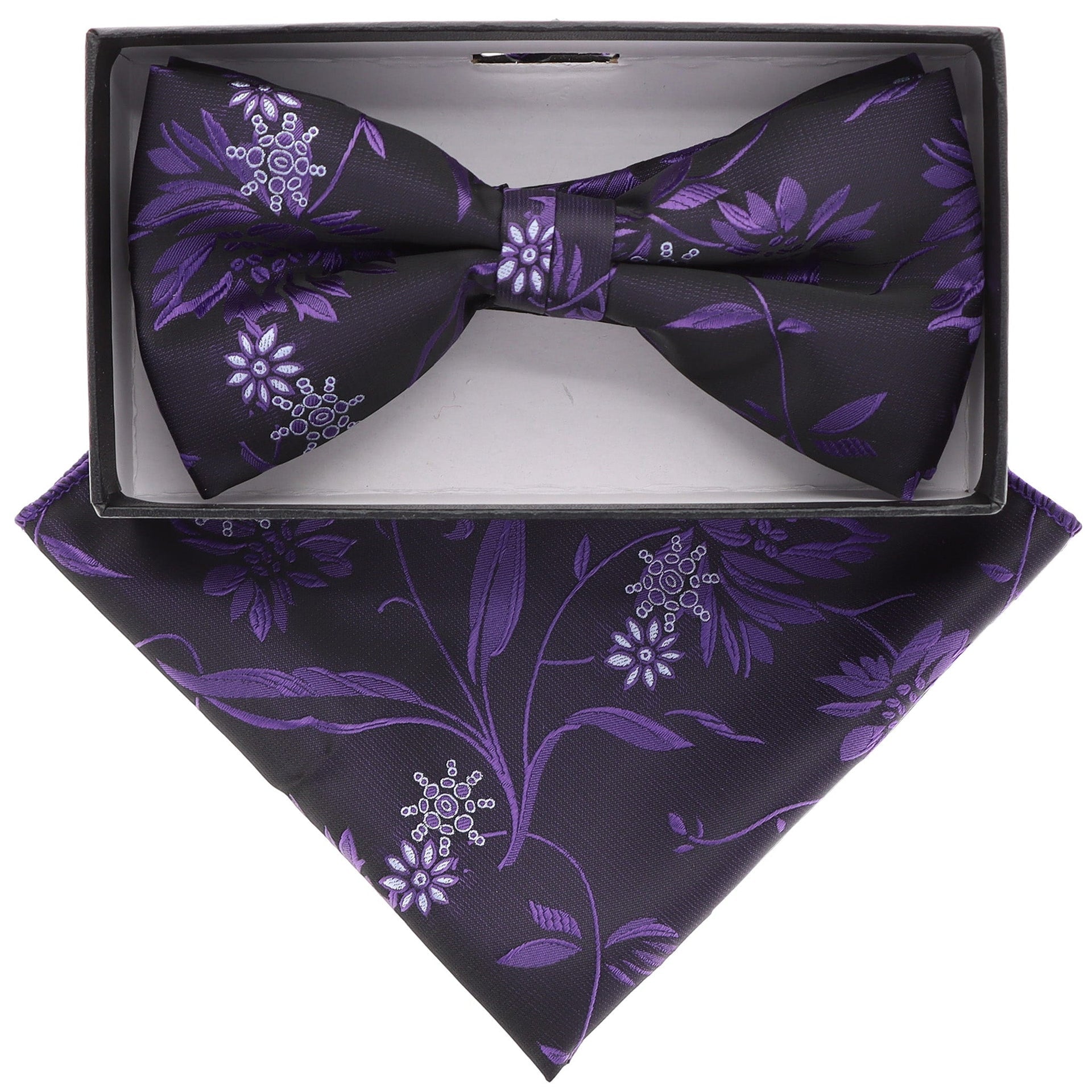 Floral Design Bow Tie & Pocket Square in a Box by Vittorio Farina (BH-D-21080) for Independent Retail Stores by Dubal Brothers