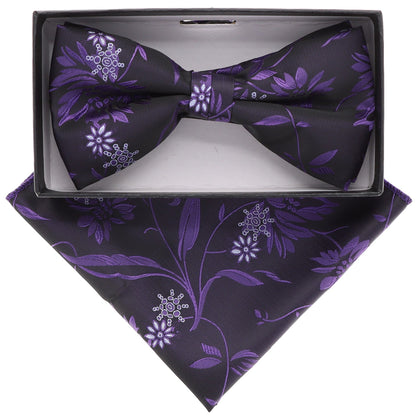 Floral Design Bow Tie & Pocket Square in a Box by Vittorio Farina (BH - D - 21080) for Independent Retail Stores by Dubal Brothers