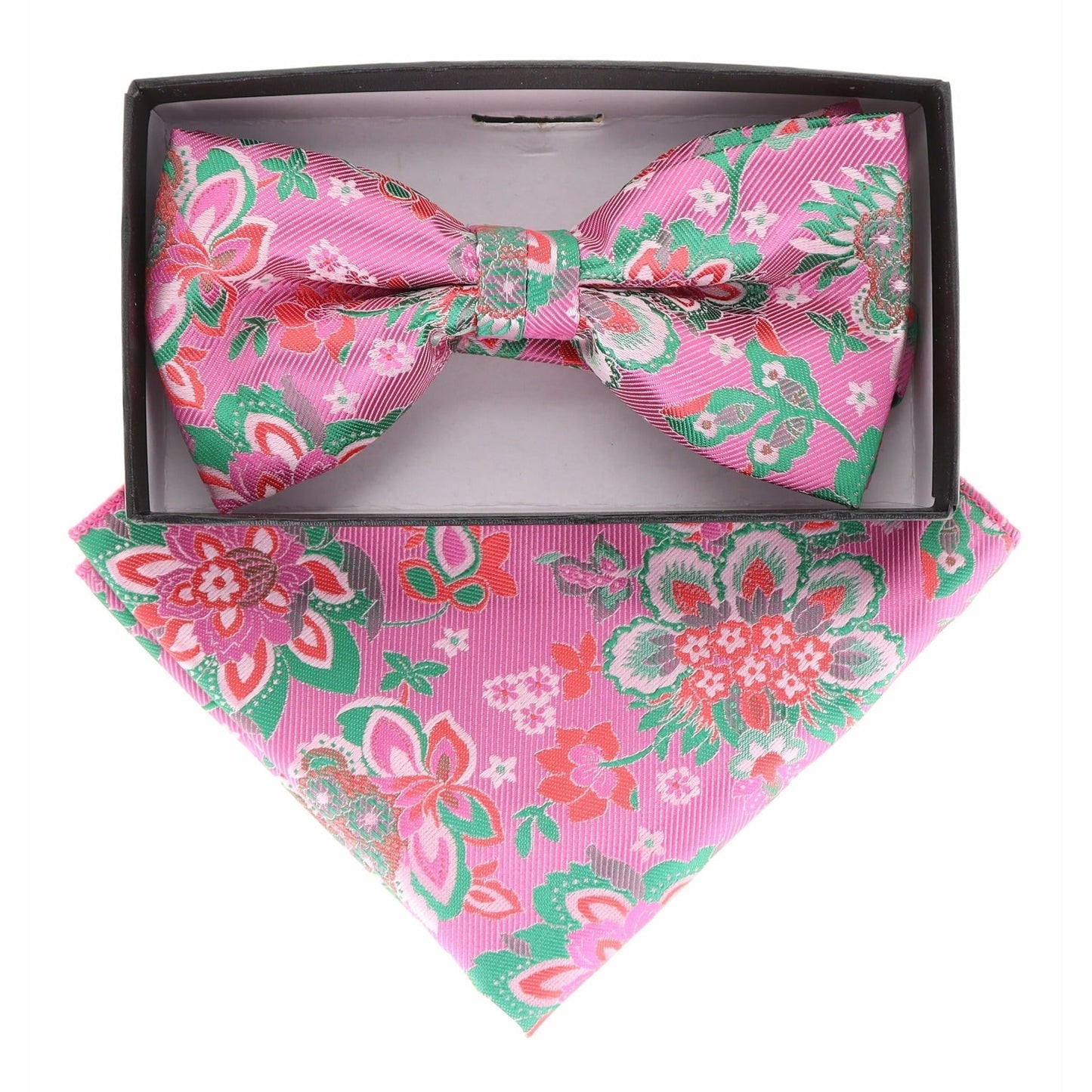 Floral Design Bow Tie & Pocket Square in a Box by Vittorio Farina (BH - D - 21080) for Independent Retail Stores by Dubal Brothers