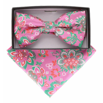 Floral Design Bow Tie & Pocket Square in a Box by Vittorio Farina (BH - D - 21080) for Independent Retail Stores by Dubal Brothers
