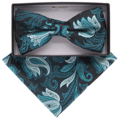 Floral Design Bow Tie & Pocket Square in a Box by Vittorio Farina (BH-D-21080) for Independent Retail Stores by Dubal Brothers