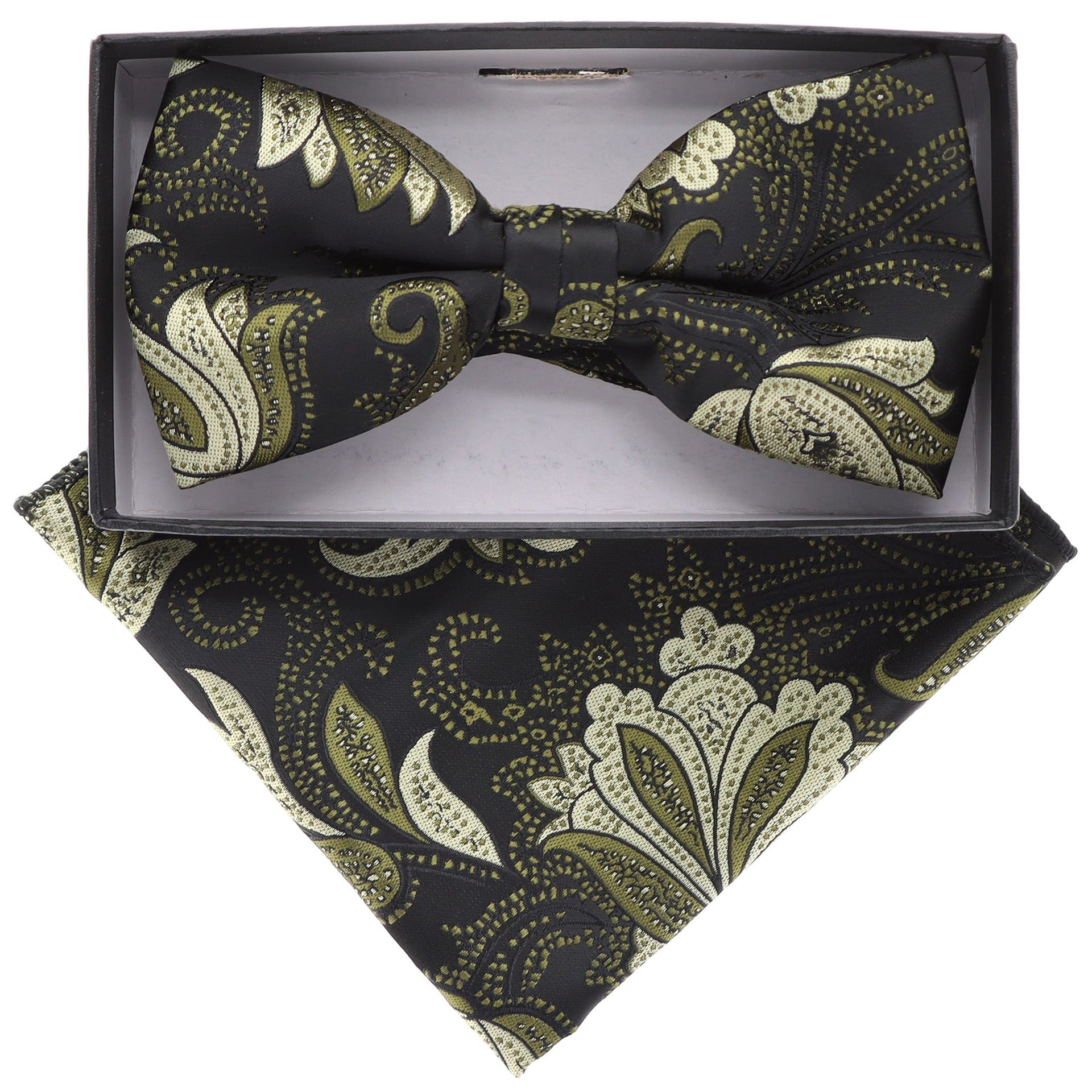 Floral Design Bow Tie & Pocket Square in a Box by Vittorio Farina (BH - D - 21080) for Independent Retail Stores by Dubal Brothers