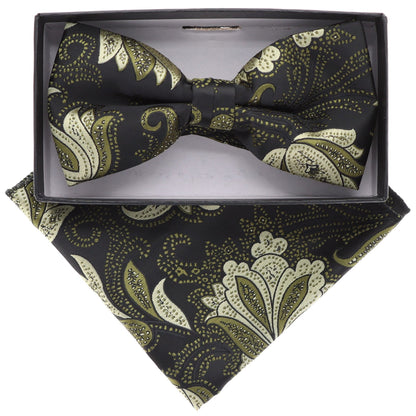 Floral Design Bow Tie & Pocket Square in a Box by Vittorio Farina (BH - D - 21080) for Independent Retail Stores by Dubal Brothers