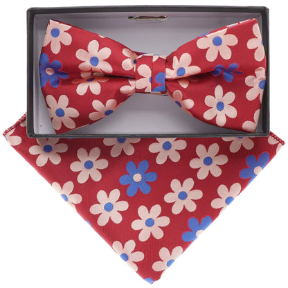 Floral Design Bow Tie & Pocket Square in a Box by Vittorio Farina (BH - D - 21080) for Independent Retail Stores by Dubal Brothers