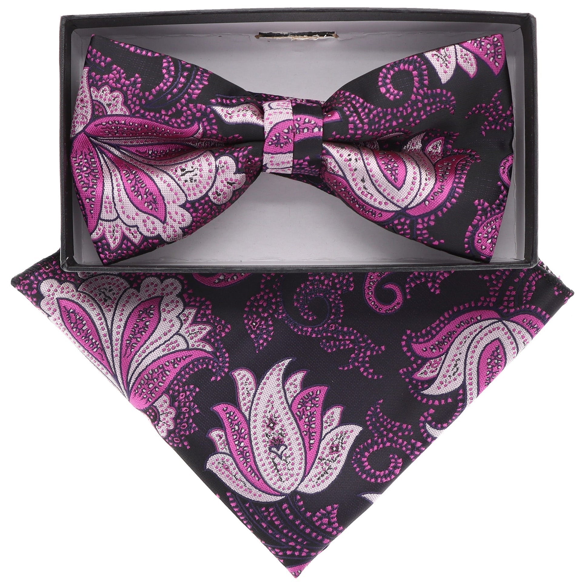 Floral Design Bow Tie & Pocket Square in a Box by Vittorio Farina (BH - D - 21080) for Independent Retail Stores by Dubal Brothers