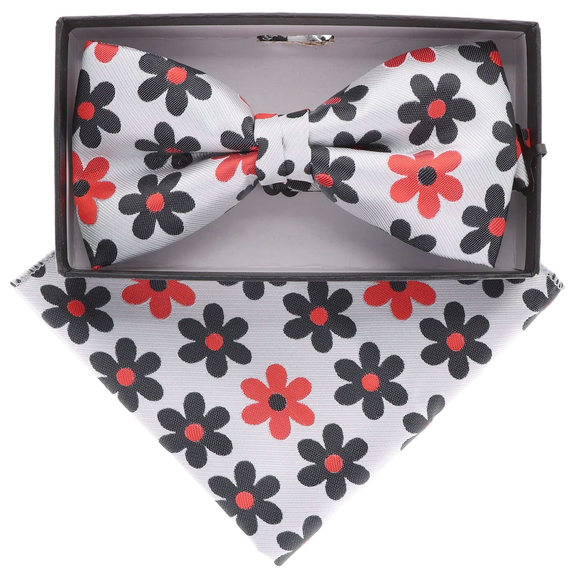 Floral Design Bow Tie & Pocket Square in a Box by Vittorio Farina (BH - D - 21080) for Independent Retail Stores by Dubal Brothers