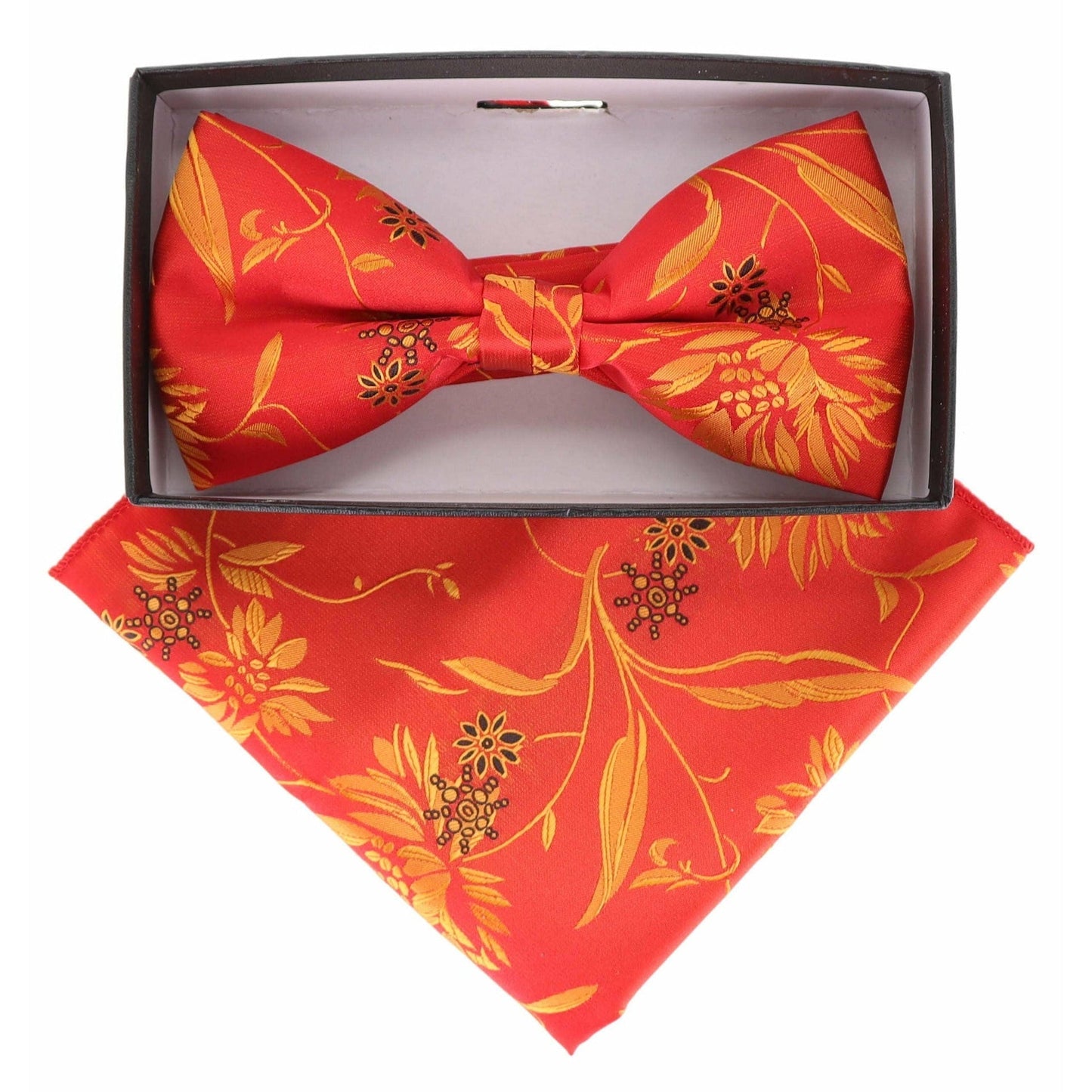 Floral Design Bow Tie & Pocket Square in a Box by Vittorio Farina (BH - D - 21141) for Independent Retail Stores by Dubal Brothers